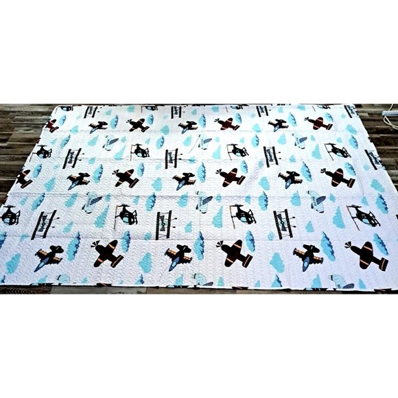 Airplane Twin Quilt Comforter Mantex Blue White Striped Red  Airplane Twin Quilt Comforter Mantex Blue White Striped Red Boys Room Nursery